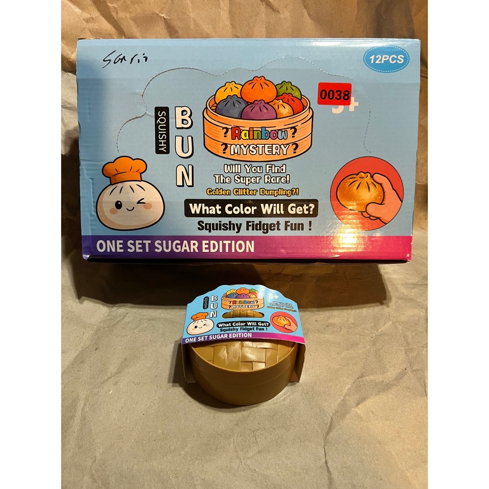 Squishy Bun Mystery Fidget Toy Gold Sugar Edition Bao Dumpling Steamer Basket